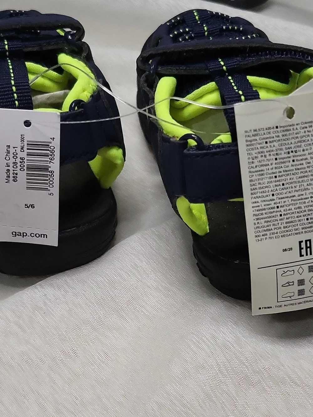 GAP Navy and Neon Yellow Kids Sport Sandals